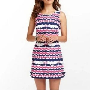 Lilly Pulitzer Delia Resort Whales and Waves Sleeveless Shift Dress Size 4